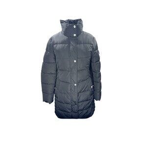 Tommy Hilfiger Womens Long Puffer Coat With Stand Collar Black XS